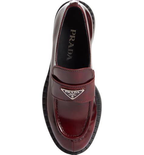 prada triangle logo loafer women's|prada saffiano loafers.